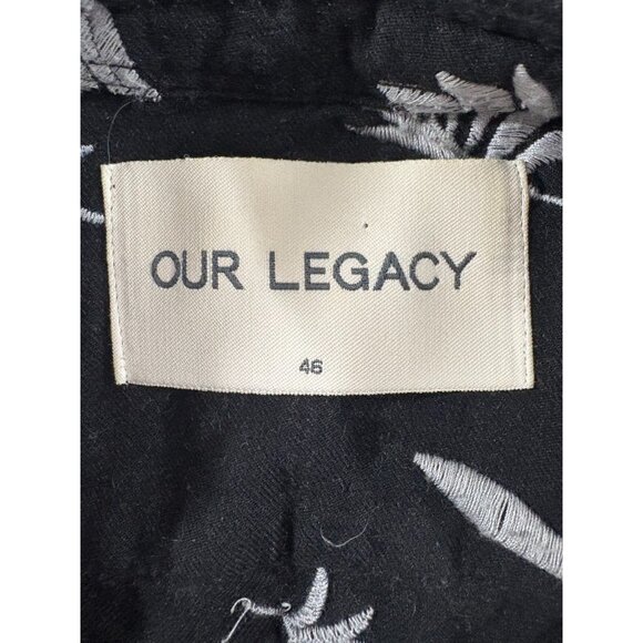 Corridor NYC wool blend Embroidered leaf shirt color black white size 46 US 2XL - Picture 2 of 7